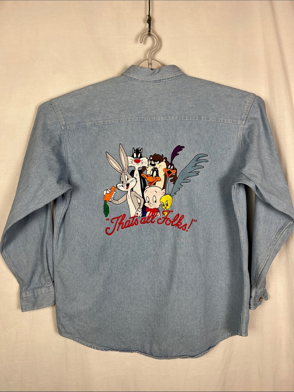 Vintage Acme Clothing Looney Tunes Button Up Embroidered Long Sleeve Shirt